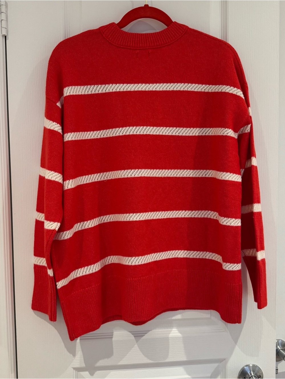 aerie Red and White Striped Crewneck Sweater - Picture 3 of 5